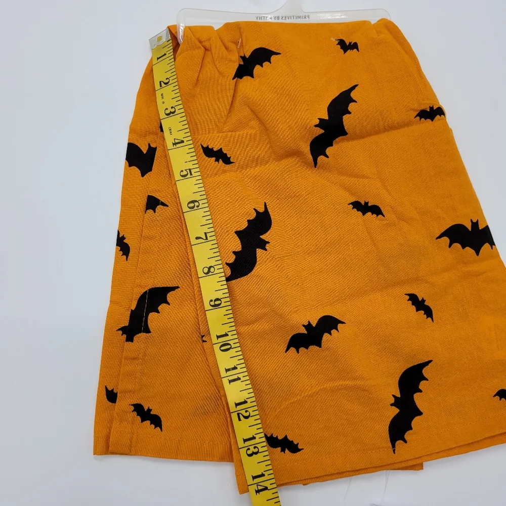 Primitives By Kathy Last Halloween Kitchen Towel Bats Black Orange 28x28 NEW